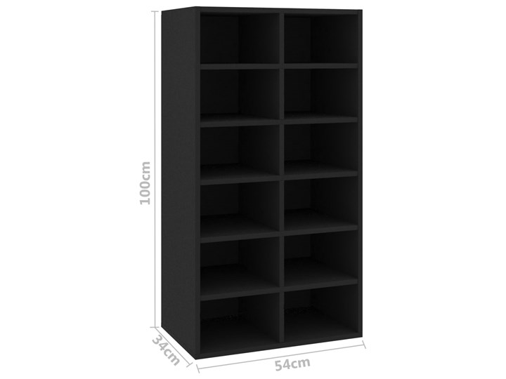 vidaXL Półka na buty, czarna, 54x34x100 cm Głębokość 34 cm Kolor Czarny Płyta laminowana Płyta MDF Płyta meblowa Szerokość 54 cm Typ Stojące
