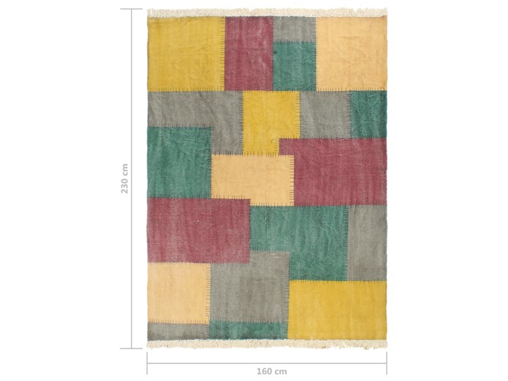 vidaXL Ręcznie tkany kilim, bawełna, 160x230 cm, z nadrukiem, kolorowy Dywaniki Dywany Prostokątny Pomieszczenie Sypialnia
