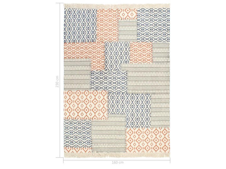 vidaXL Ręcznie tkany kilim, bawełna, 160x230 cm, z nadrukiem, kolorowy Kwadratowy Dywaniki Dywany Kolor Wielokolorowy