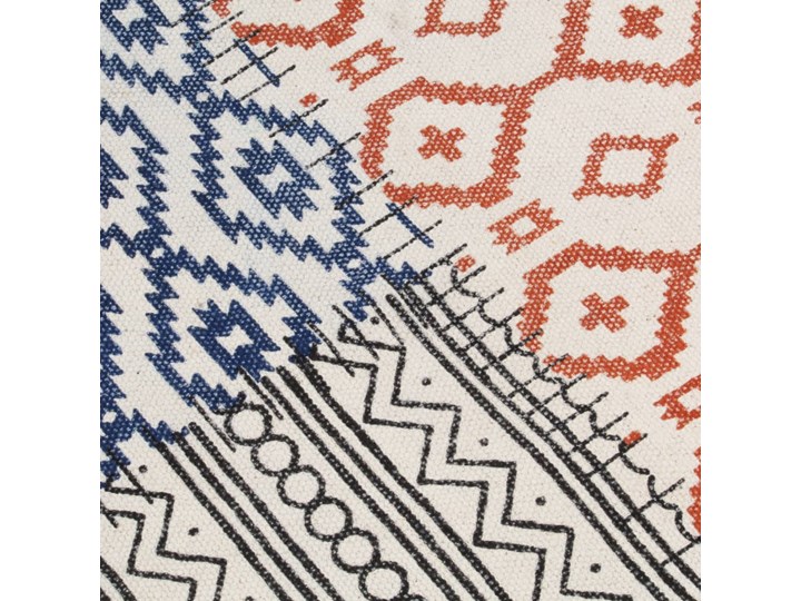 vidaXL Ręcznie tkany kilim, bawełna, 200x290 cm, z nadrukiem, kolorowy Kwadratowy Dywaniki Dywany Pomieszczenie Salon