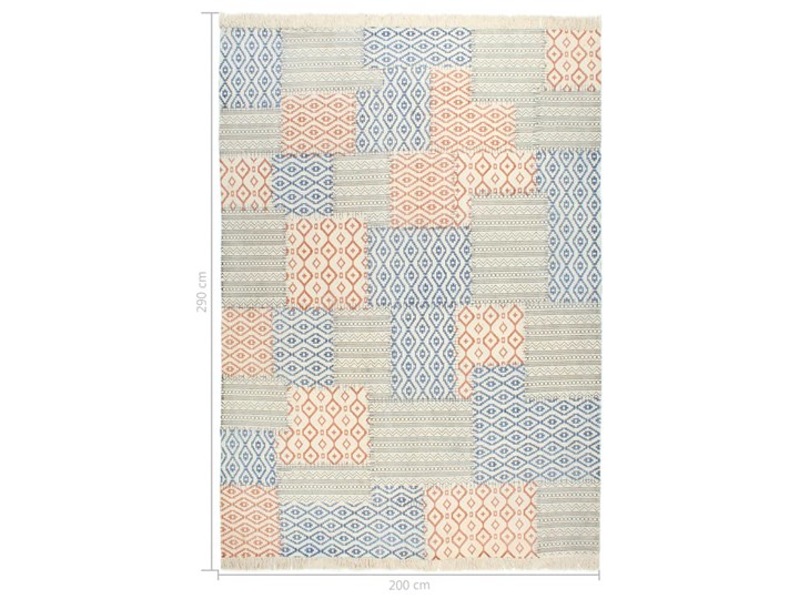 vidaXL Ręcznie tkany kilim, bawełna, 200x290 cm, z nadrukiem, kolorowy Kwadratowy Dywany Pomieszczenie Salon Dywaniki Kategoria Dywany