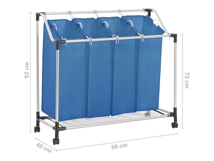 vidaXL Sortownik na pranie z 4 pojemnikami, niebieski, stalowy Tworzywo sztuczne Metal Kategoria
