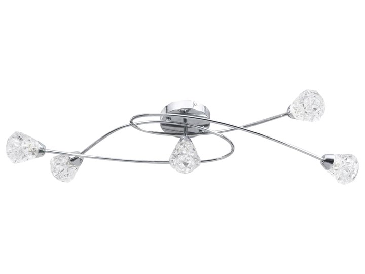 vidaXL Lampa sufitowa z kratkowanymi kloszami ze szkła, 5 żarówek G9 Metal Stal Szkło Funkcje Brak dodatkowych funkcji Chrom Lampa designerska Kategoria Lampy sufitowe