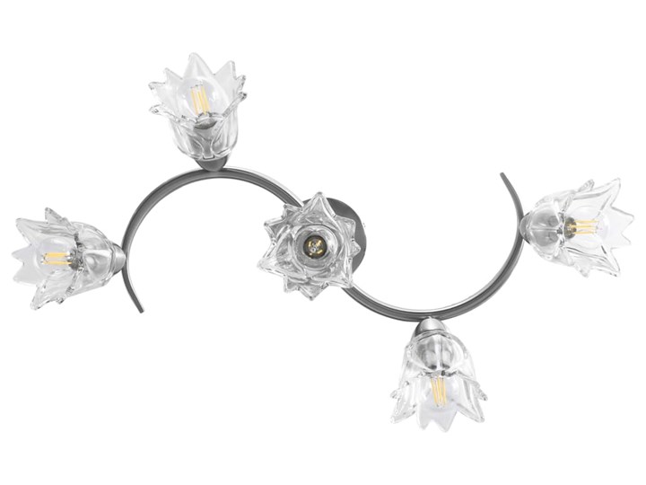 vidaXL Lampa sufitowa ze szklanymi kloszami na 5 żarówek E14, tulipany Lampa z kloszem Stal Metal Chrom Szkło Kategoria Lampy sufitowe