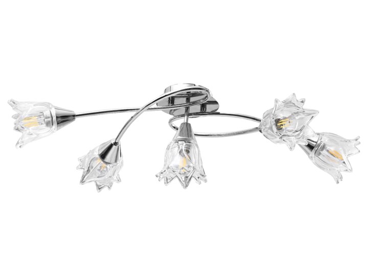 vidaXL Lampa sufitowa ze szklanymi kloszami na 5 żarówek E14, tulipany Lampa z kloszem Metal Chrom Szkło Stal Pomieszczenie Salon