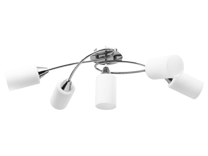 vidaXL Lampa sufitowa z ceramicznymi kloszami na 5 żarówek E14, biała Lampa z kloszem Ceramika Chrom Metal Stal Pomieszczenie Salon