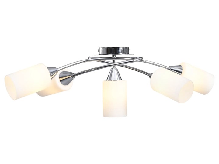 vidaXL Lampa sufitowa z ceramicznymi kloszami na 5 żarówek E14, biała Ceramika Lampa z kloszem Stal Styl Nowoczesny Chrom Metal Funkcje Brak dodatkowych funkcji