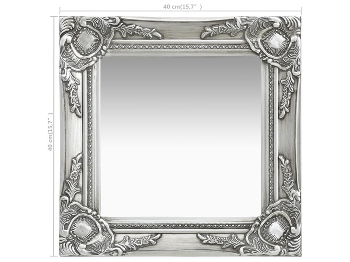 vidaXL Lustro ścienne w stylu barokowym, 40x40 cm, srebrne Kwadratowe Pomieszczenie Garderoba