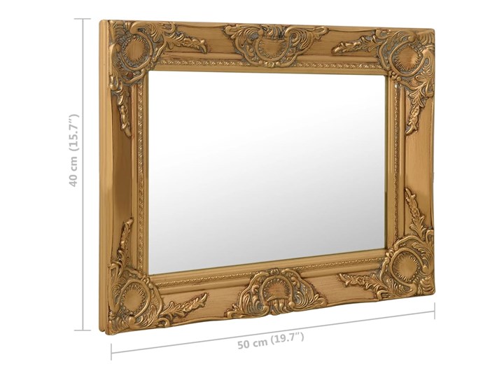 vidaXL Lustro ścienne w stylu barokowym, 50x40 cm, złote Prostokątne Kolor Złoty Styl Tradycyjny