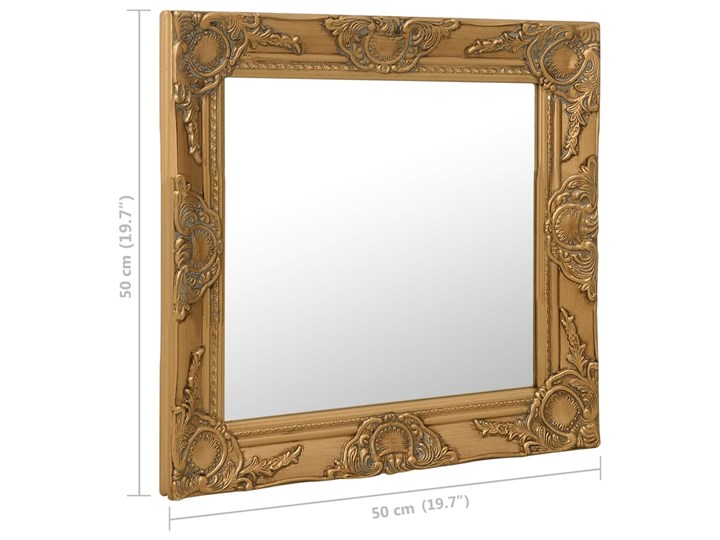 vidaXL Lustro ścienne w stylu barokowym, 50x50 cm, złote Styl Tradycyjny Kwadratowe Kolor Złoty