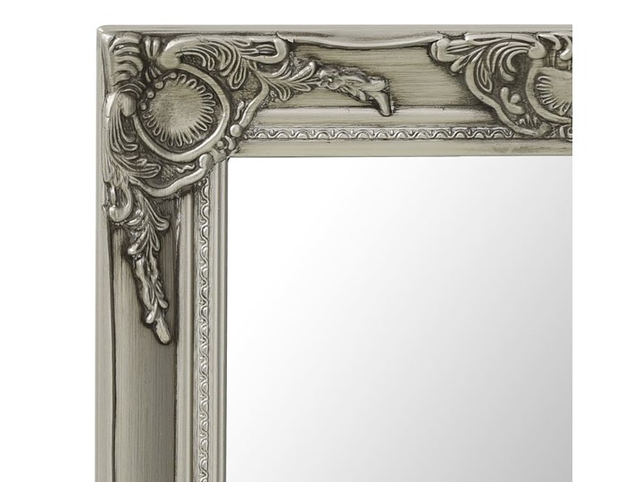 vidaXL Lustro ścienne w stylu barokowym, 50x60 cm, srebrne Kolor Srebrny Prostokątne Pomieszczenie Garderoba
