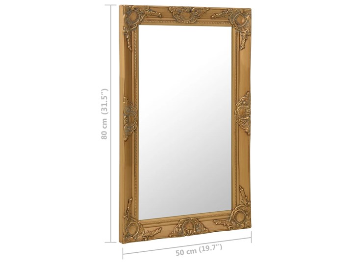 vidaXL Lustro ścienne w stylu barokowym, 50x80 cm, złote Prostokątne Styl Tradycyjny