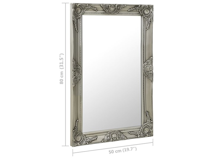 vidaXL Lustro ścienne w stylu barokowym, 50x80 cm, srebrne Styl Tradycyjny Prostokątne Kolor Srebrny