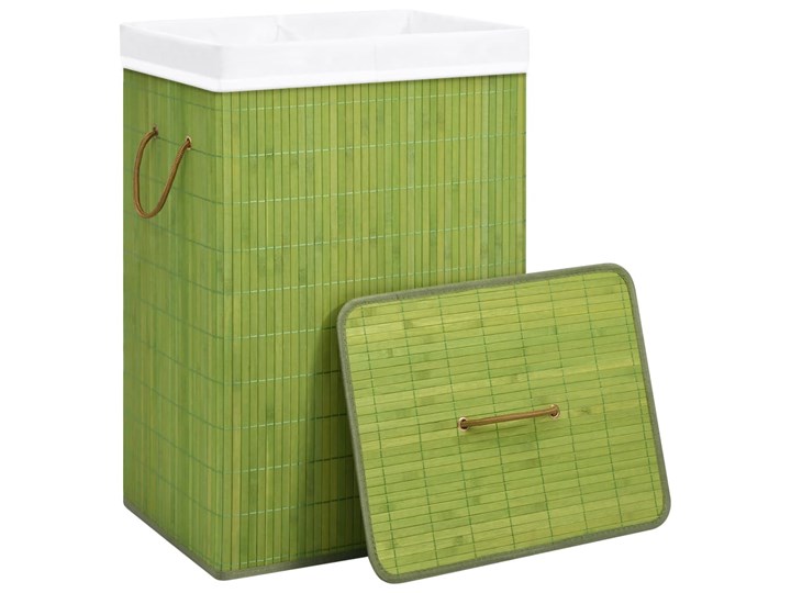 vidaXL Bambusowy kosz na pranie, zielony, 72 L Tkanina Drewno Kategoria