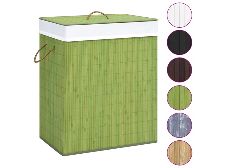 vidaXL Bambusowy kosz na pranie, zielony, 100 L Tkanina Drewno Kategoria