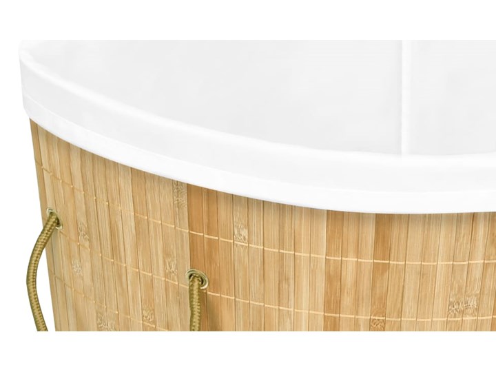 vidaXL Bambusowy kosz na pranie, narożny, 60 L Drewno Tkanina Kategoria Kolor Beżowy