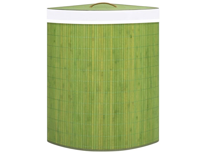 vidaXL Bambusowy kosz na pranie, narożny, zielony, 60 L Drewno Tkanina Kategoria