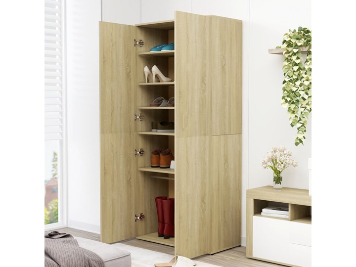 vidaXL Szafka na buty, dąb sonoma, 80x39x178 cm, płyta wiórowa Drewno Płyta laminowana Płyta MDF Szerokość 80 cm Głębokość 39 cm Płyta meblowa Kolor Beżowy Pomieszczenie Przedpokój