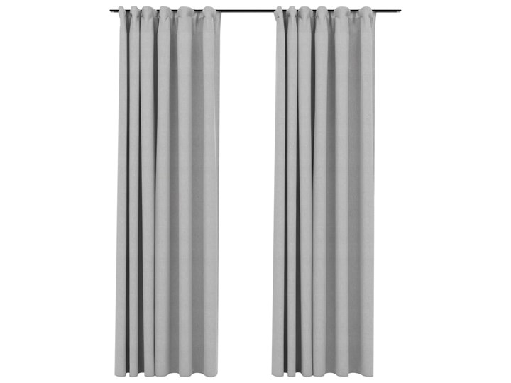 vidaXL Zasłony stylizowane na lniane, 2 szt., szare, 140x225 cm Poliester Len Zasłona zaciemniająca Pomieszczenie Salon