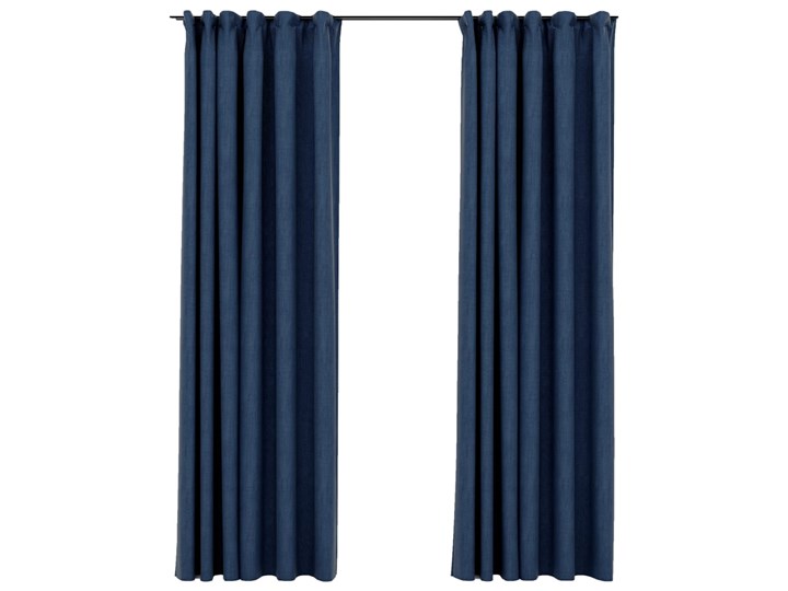 vidaXL Zasłony stylizowane na lniane, 2 szt., niebieskie, 140x225 cm Len Zasłona zaciemniająca Poliester Wzór Gładkie
