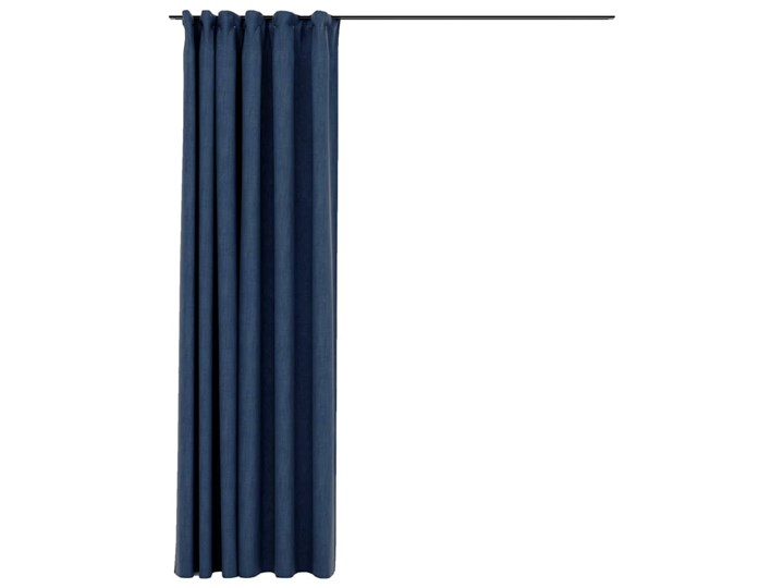 vidaXL Zasłony stylizowane na lniane, haczyki, niebieskie, 290x245 cm Len 245x290 cm Poliester Zasłona zaciemniająca Pomieszczenie Sypialnia