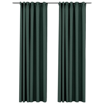 vidaXL Zasłony stylizowane na lniane, 2 szt., zielone, 140x245 cm