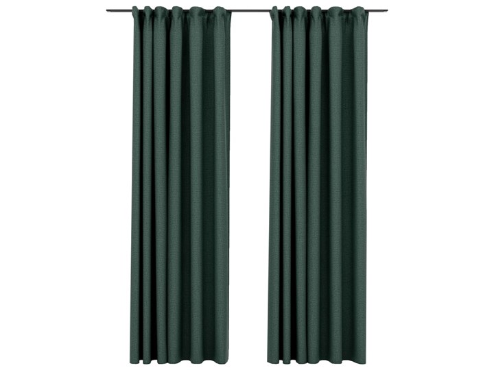 vidaXL Zasłony stylizowane na lniane, 2 szt., zielone, 140x245 cm Len Poliester Zasłona zaciemniająca Pomieszczenie Sypialnia Pomieszczenie Salon