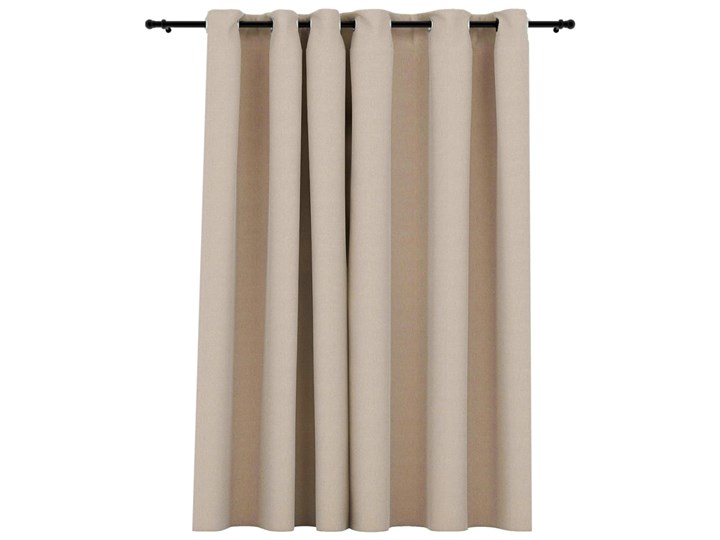 vidaXL Zasłona stylizowana na lnianą, z przelotkami, beż, 290x245 cm Zasłona zaciemniająca 245x290 cm Len Mocowanie Kółka Poliester Pomieszczenie Sypialnia