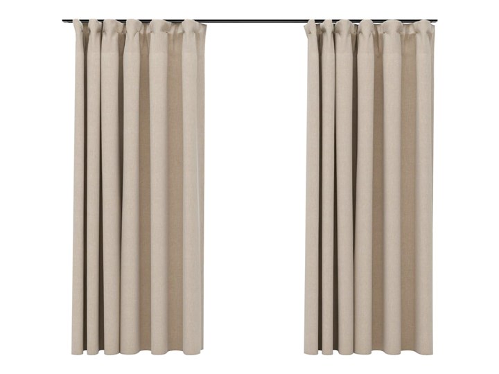 vidaXL Zasłony stylizowane na lniane, 2 szt., beżowe, 140x175 cm Typ Zasłony gotowe Poliester Zasłona zaciemniająca Len Pomieszczenie Salon