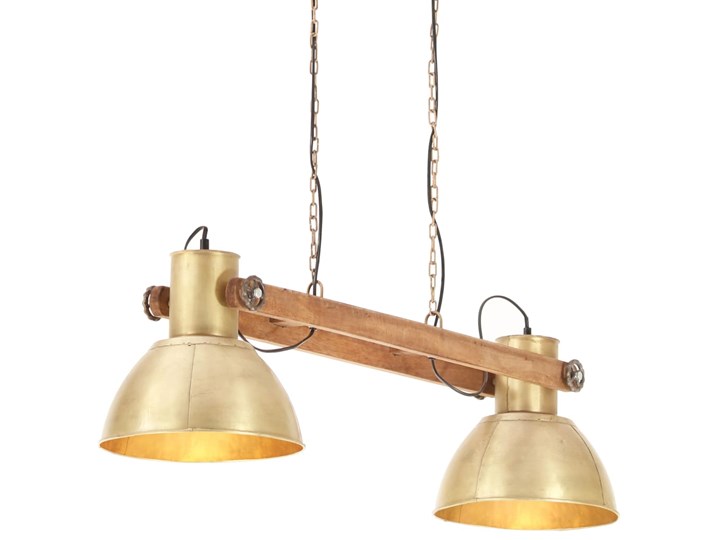 vidaXL Industrialna lampa wisząca, 25 W, mosiężna, 109 cm, E27 Metal Stal Mosiądz Drewno Lampa z kloszem Pomieszczenie Salon