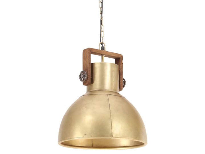 vidaXL Industrialna lampa wisząca, 25 W, mosiężna, okrągła, 40 cm, E27 Metal Drewno Styl Rustykalny Lampa z kloszem Mosiądz Kategoria Lampy wiszące