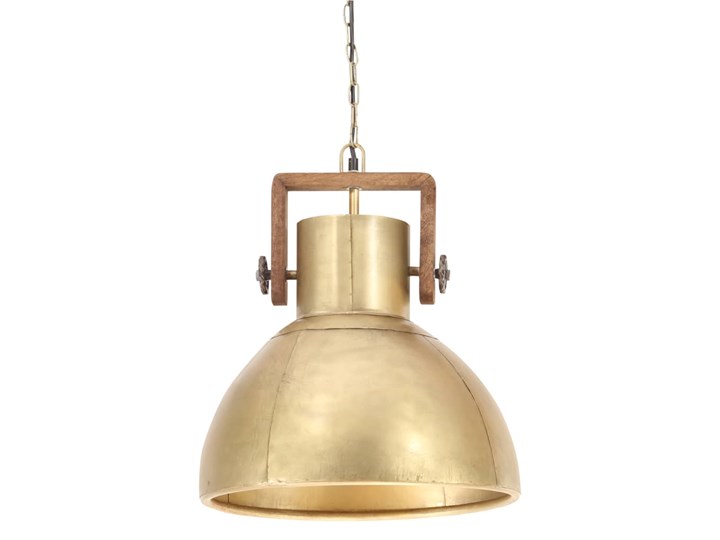 vidaXL Industrialna lampa wisząca, 25 W, mosiężna, okrągła, 40 cm, E27 Lampa z kloszem Drewno Pomieszczenie Salon Metal Mosiądz Styl Industrialny