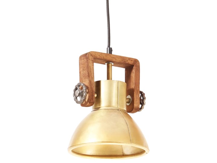 vidaXL Industrialna lampa wisząca, 25 W, mosiężna, okrągła, 19 cm, E27 Metal Lampa z kloszem Drewno Mosiądz Styl Rustykalny Pomieszczenie Salon