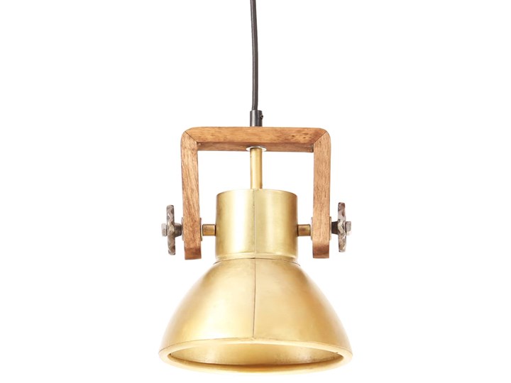 vidaXL Industrialna lampa wisząca, 25 W, mosiężna, okrągła, 19 cm, E27 Drewno Lampa z kloszem Mosiądz Metal Kategoria Lampy wiszące