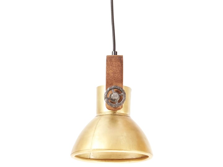 vidaXL Industrialna lampa wisząca, 25 W, mosiężna, okrągła, 19 cm, E27 Metal Mosiądz Lampa z kloszem Drewno Kategoria Lampy wiszące