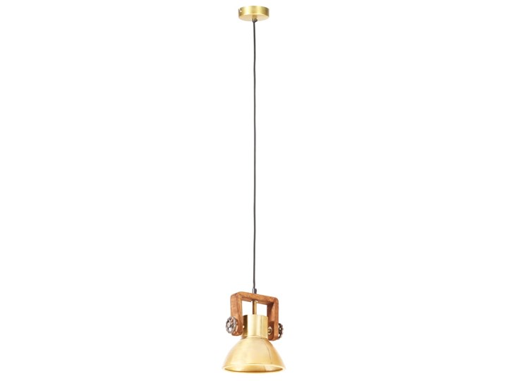 vidaXL Industrialna lampa wisząca, 25 W, mosiężna, okrągła, 19 cm, E27 Drewno Lampa z kloszem Mosiądz Metal Pomieszczenie Salon