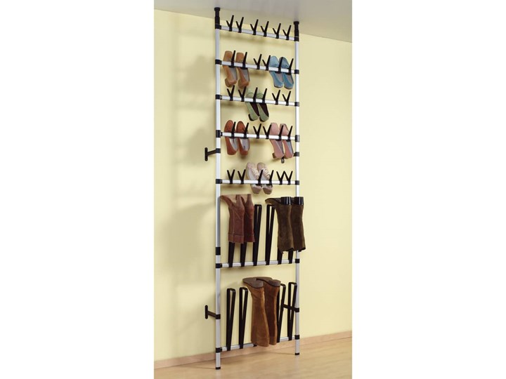 vidaXL Stojak na buty z teleskopowymi drążkami, aluminiowy Metal Tworzywo sztuczne Głębokość 28 cm Wysokość 250 cm Szerokość 65 cm Styl Nowoczesny
