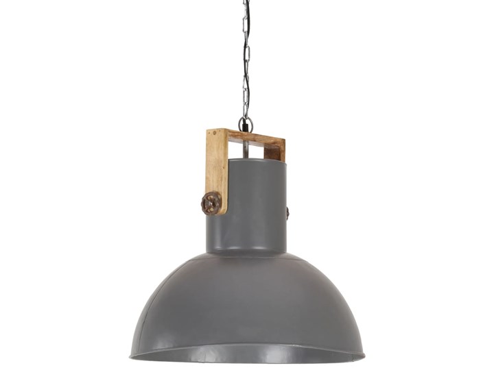 vidaXL Industrialna lampa wisząca, 25 W, szara, okrągła, 52 cm, E27 Stal Metal Lampa z kloszem Drewno Styl Industrialny