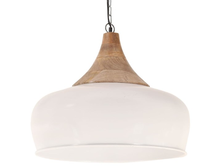 vidaXL Industrialna lampa wisząca, białe żelazo i drewno, 45 cm, E27 Kolor Biały Stal Lampa z kloszem Metal Styl Industrialny