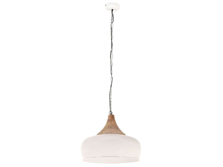 vidaXL Industrialna lampa wisząca, białe żelazo i drewno, 45 cm, E27 Metal Stal Lampa z kloszem Pomieszczenie Jadalnia