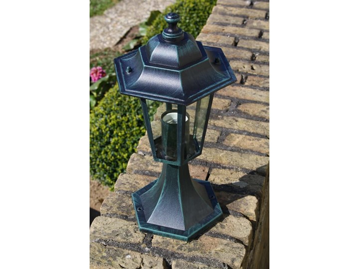 vidaXL Lampy ogrodowe, 2 szt., ciemnozielone/czarne, aluminium Latarnia Kolor Zielony
