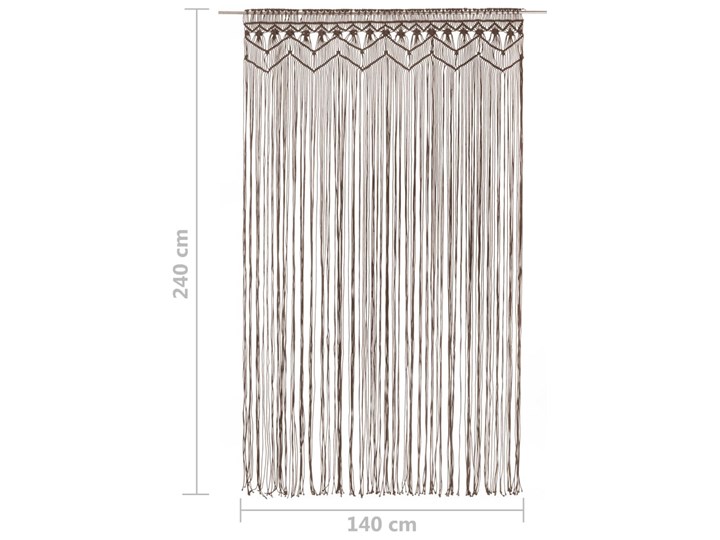 vidaXL Zasłona z makramy, kolor taupe, 140 x 240 cm, bawełna 140x240 cm Zasłona sznurkowa Mocowanie Tunel Poliester Pomieszczenie Kuchnia