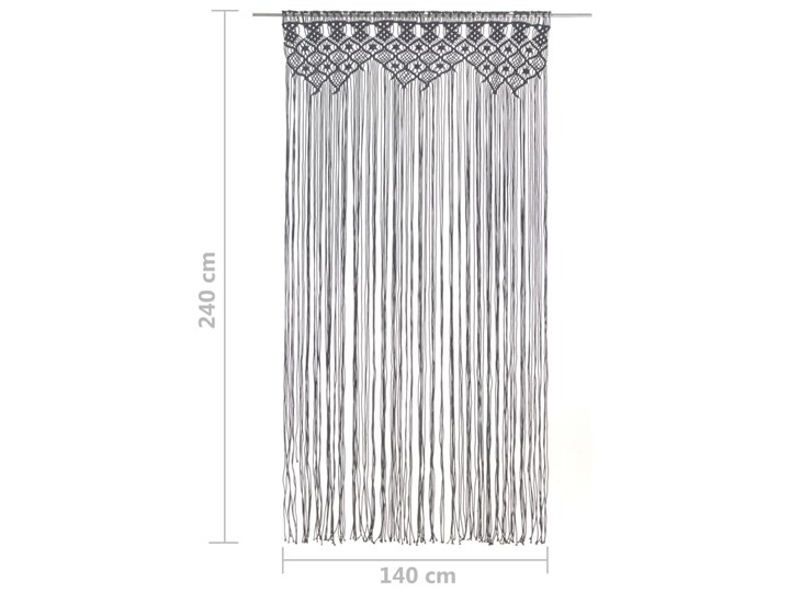 vidaXL Zasłona z makramy, antracyt, 140 x 240 cm, bawełna Pomieszczenie Sypialnia Zasłona sznurkowa 140x240 cm Poliester Mocowanie Tunel