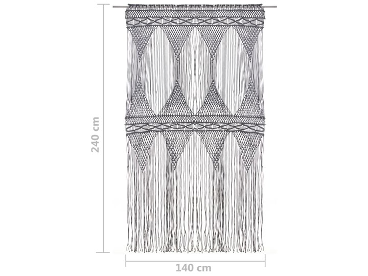 vidaXL Zasłona z makramy, antracyt, 140 x 240 cm, bawełna Zasłona sznurkowa 140x240 cm Poliester Pomieszczenie Salon