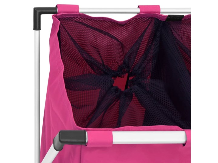 vidaXL 3-komorowy sortownik na pranie, różowy Metal Tkanina Kategoria