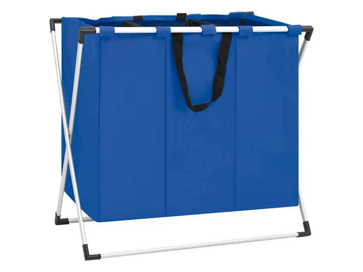 vidaXL 3-komorowy sortownik na pranie, niebieski Tkanina Metal Kategoria