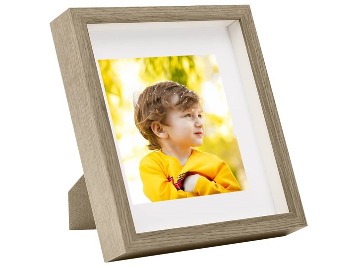 vidaXL Ramki 3D na zdjęcia 13x13 cm, 5 szt., ciemne drewno, 23x23 cm Tworzywo sztuczne Stojak na zdjęcia Pomieszczenie Sypialnia
