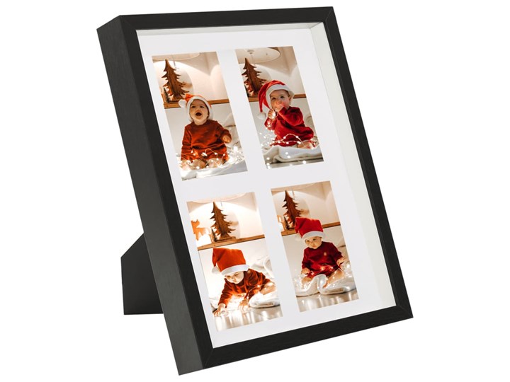 vidaXL Ramki 3D na 4 zdjęcia 10x15 cm, 3 szt., czarne, 28x35 cm Tworzywo sztuczne Kolor Czarny Drewno Stojak na zdjęcia Pomieszczenie Salon