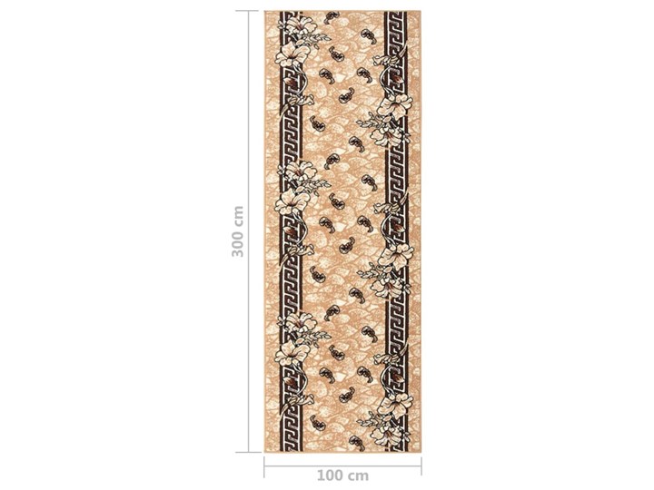 vidaXL Chodnik dywanowy, BCF, beżowy, 100x300 cm Prostokątny Chodniki Syntetyk Dywany Pomieszczenie Przedpokój