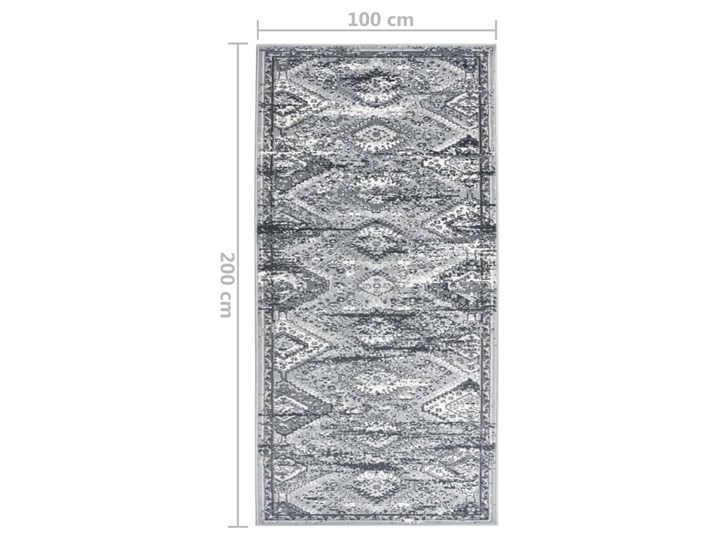 vidaXL Chodnik dywanowy, BCF, orientalny szary, 100x200 cm Syntetyk Pomieszczenie Przedpokój Dywany Chodniki Prostokątny Dywaniki Pomieszczenie Salon